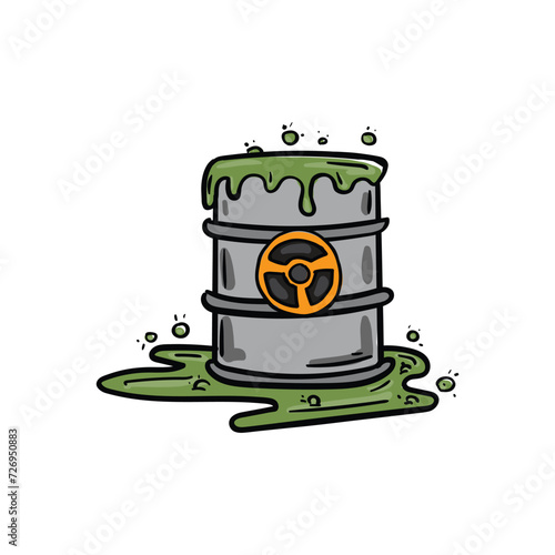 Toxic waste in a barrel pollutes the environment