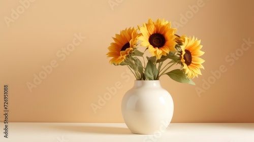 Bouquet of sunflowers in a vase on the table