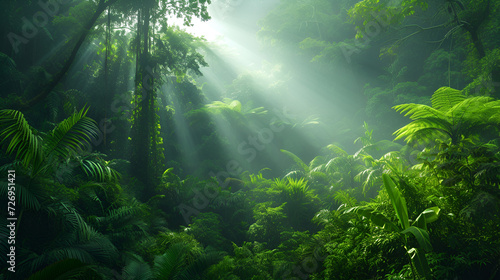 Southeast Asian rainforest with deep jungle, generative ai