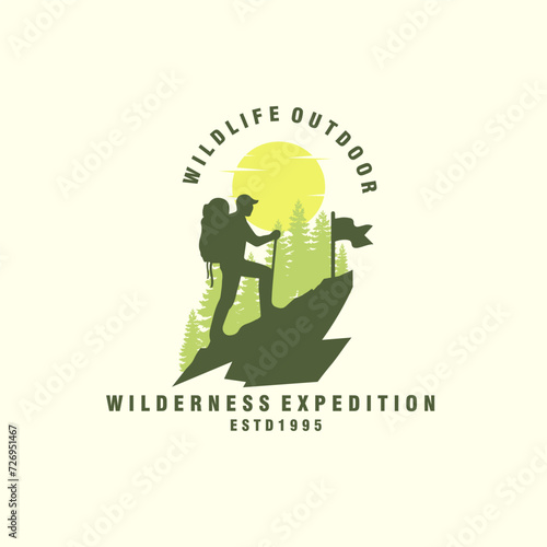 Wallpaper Mural Climber logo emblem outdoor adventure expedition vector illustration mountaineer man silhouette Torontodigital.ca