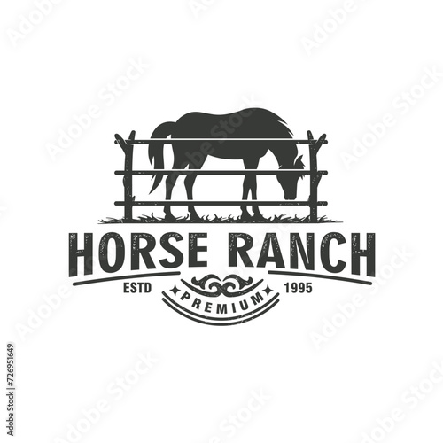 farm ranch horse vintage logo vector graphic illustration