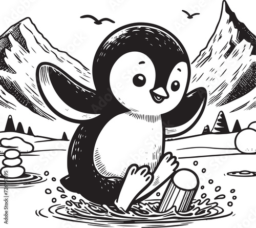 penguin enjoying  vector