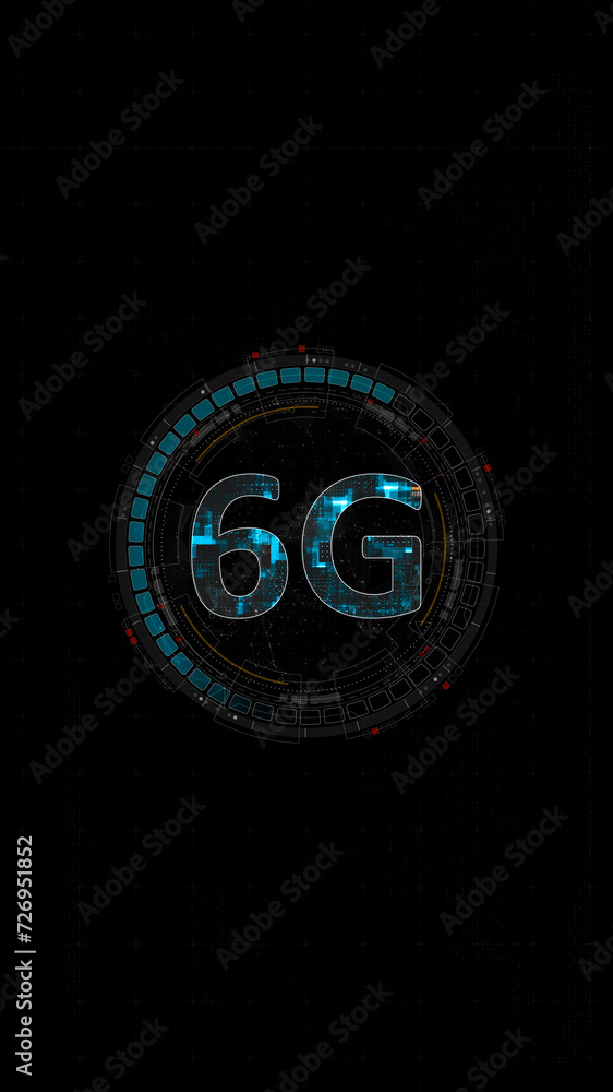 Blue digital 5G letter and circle futuristic HUD elements with generation of connection technology on abstract background vertical concepts Blue digital 5G letter and circle futuristic HUD elements with generation of connection technology on abstract background vertical concepts