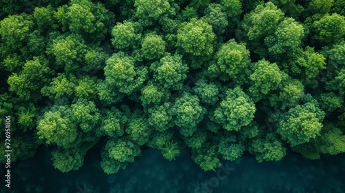 Aerial view of green trees in the forest. Top view. - Generative AI