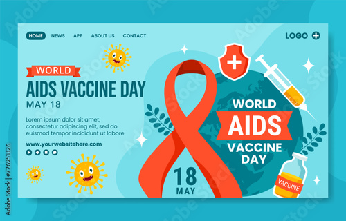 Aids Vaccine Day Social Media Landing Page Cartoon Hand Drawn Templates Background Illustration