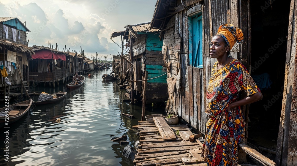 Woman in The Floating Slum of Makoko in Lagos, Nigeria