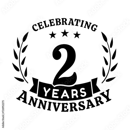 2nd anniversary celebration design template. 2 years vector and illustration.
