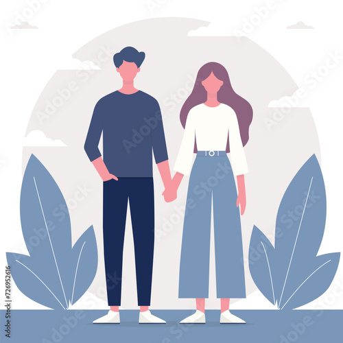 Illustration of a couple holding hand