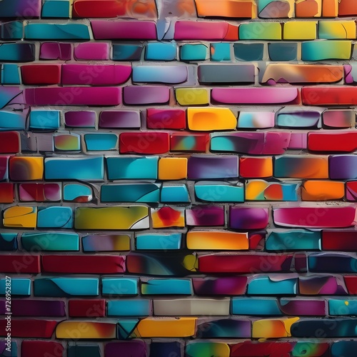 Abstract graffiti on a brick wall with vibrant colors and bold lines2