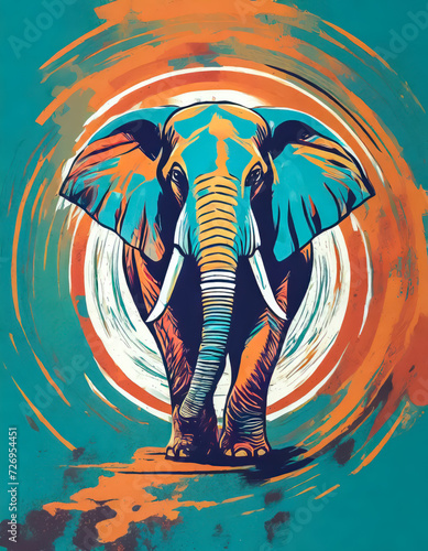 Logo art vintage délavé d'un éléphant photo