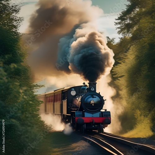 Vintage steam locomotive chugging through a scenic countryside4