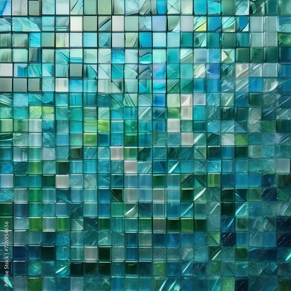 Abstract mosaic of shattered glass in cool tones of blue and green3 Abstract mosaic of shattered glass in cool tones of blue and green3