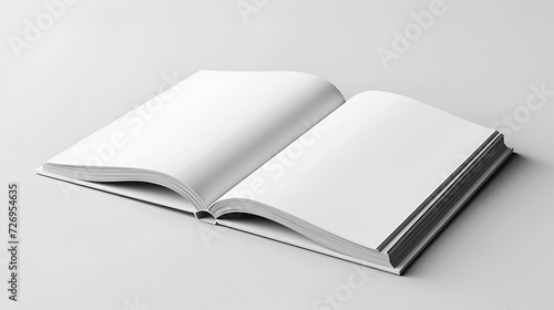 Realistic layout of the brochure for the presentation of the cover. Vector open magazine or brochure mockup template. Blank hardcover book mockup floating on white 3D rendering, Generative AI