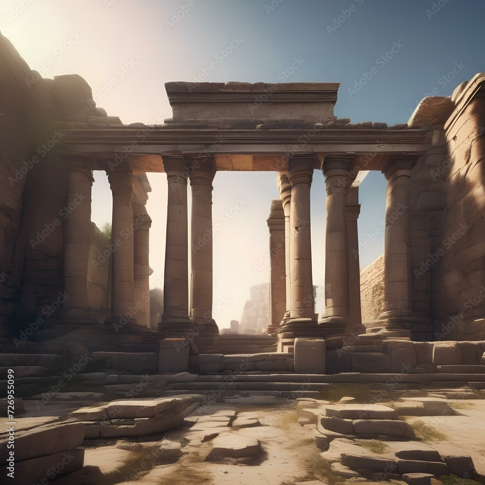 Fototapeta premium Ancient ruins of a civilization with crumbling stone structures1