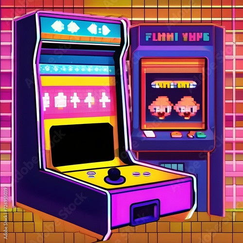Retro arcade game screen with pixelated characters and vibrant colors4