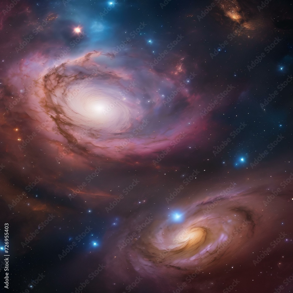 Abstract representation of the cosmos with swirling galaxies and stars3