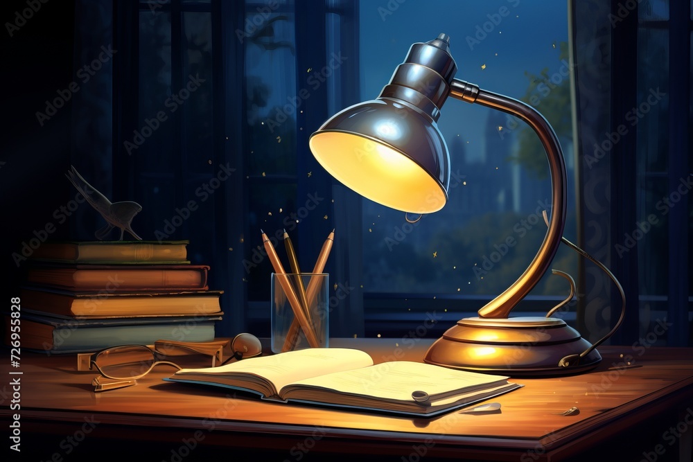 Desk Lamp on Wooden Desk Desk Lamp on Wooden Desk