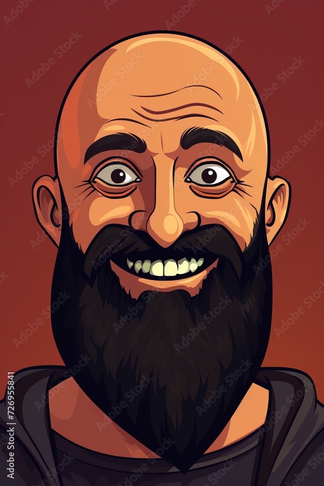 Cartoon of a Bald Man With a Beard