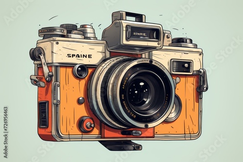 Orange and White Camera With Lens photo