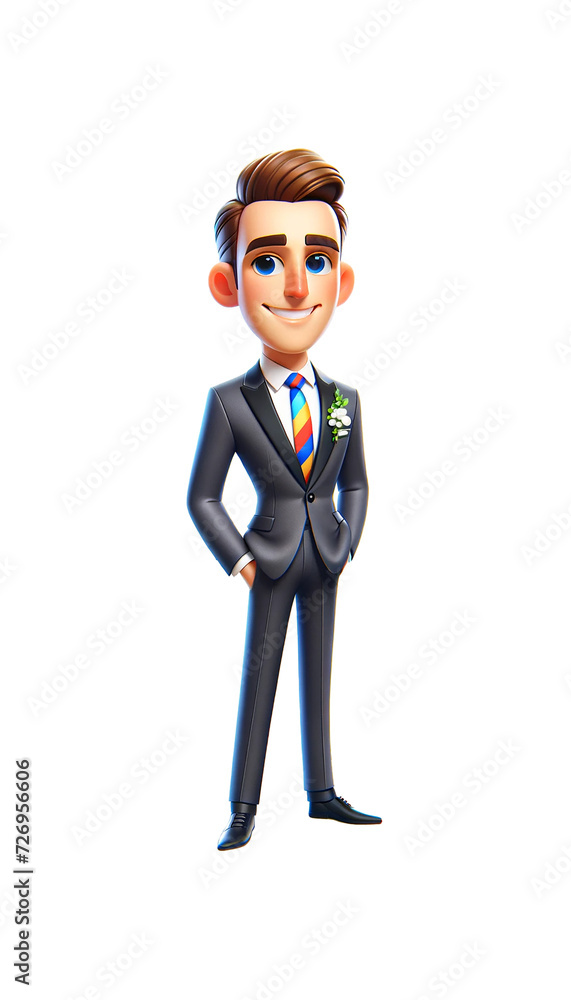 3D cartoon groom. Groom in full height. 3D cartoon groom. Groom in full height.
