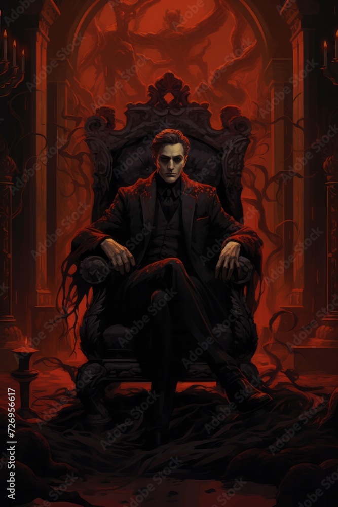 A Man Sitting on a Throne in a Dark Room A Man Sitting on a Throne in a Dark Room