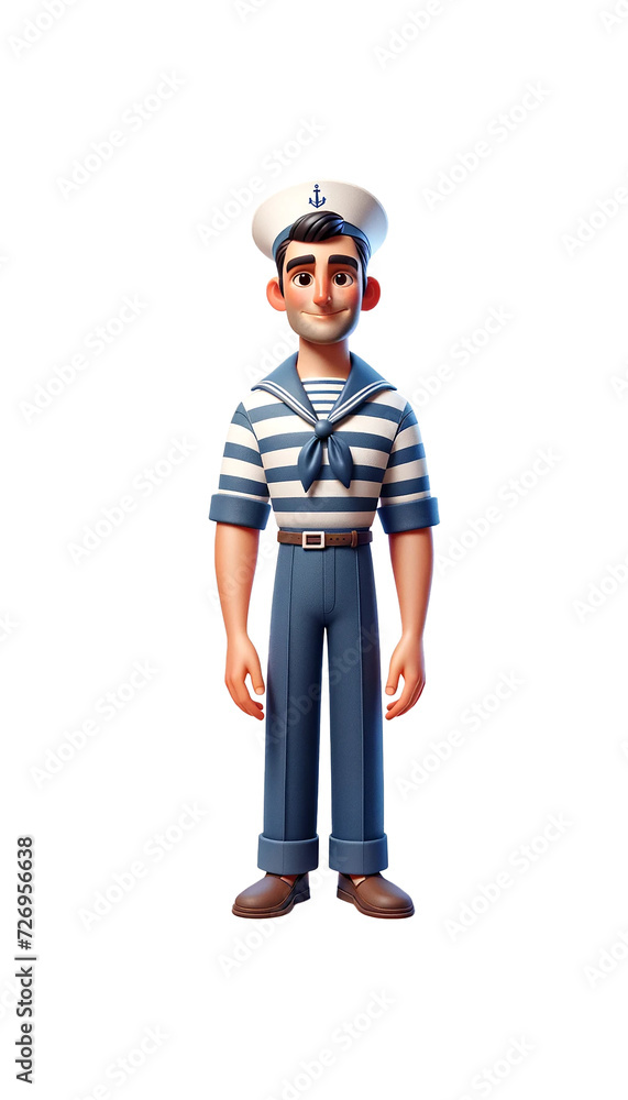 3D cartoon sailor. Full length sailor. 3D cartoon sailor. Full length sailor.