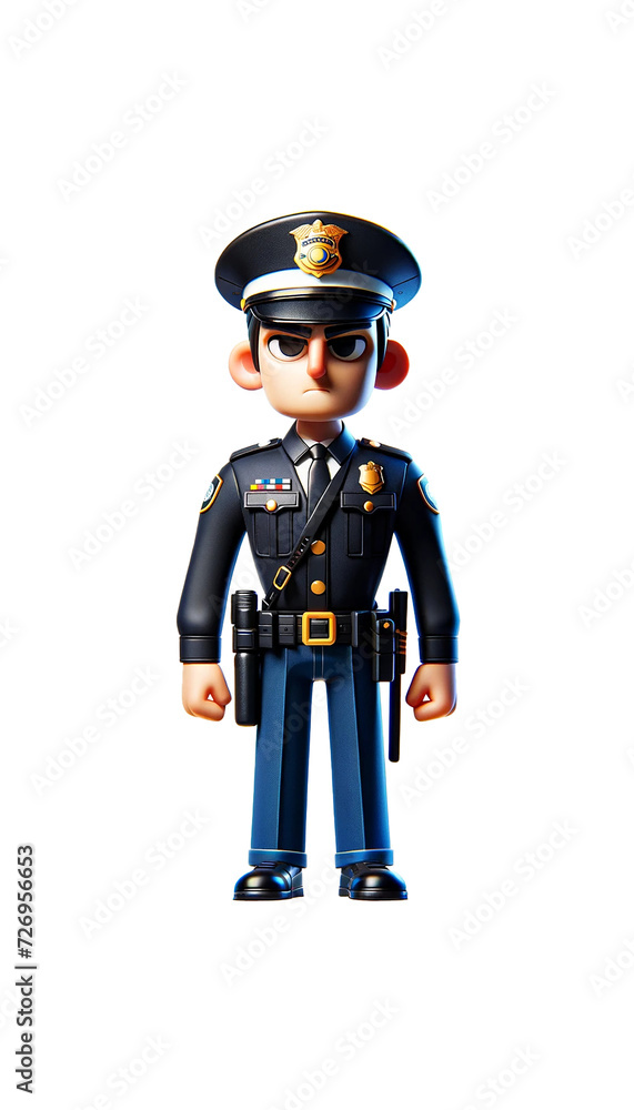 3D cartoon policeman character. Full height cop. 3D cartoon policeman character. Full height cop.