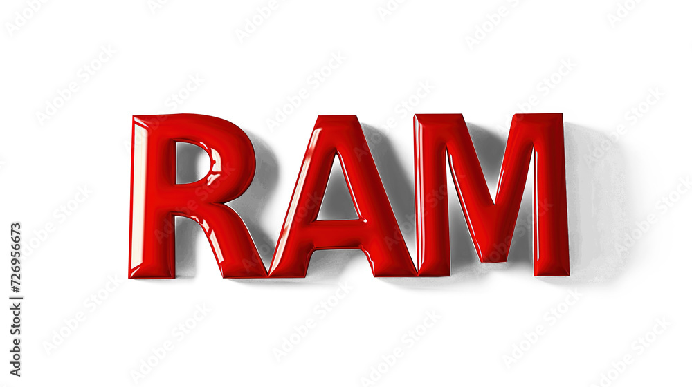 3d letter RAM in red color on white background 3d letter RAM in red color on white background