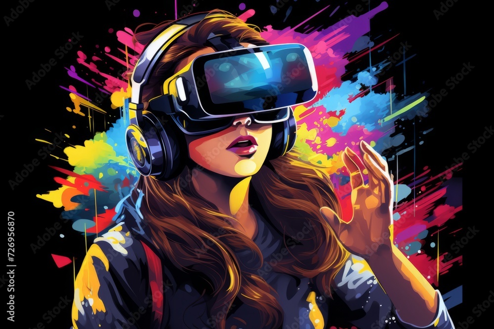 Woman Wearing Virtual Reality Headset Woman Wearing Virtual Reality Headset