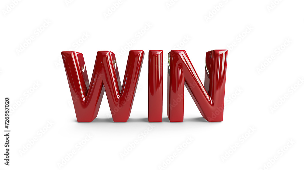 Fototapeta premium 3d letter WIN in red color on white background