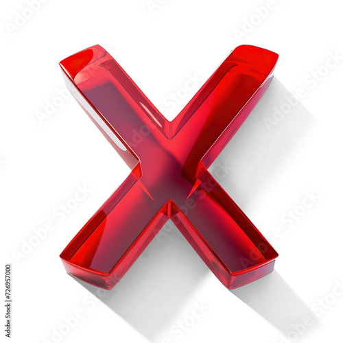 A glossy red X symbol hovering in a three-dimensional space