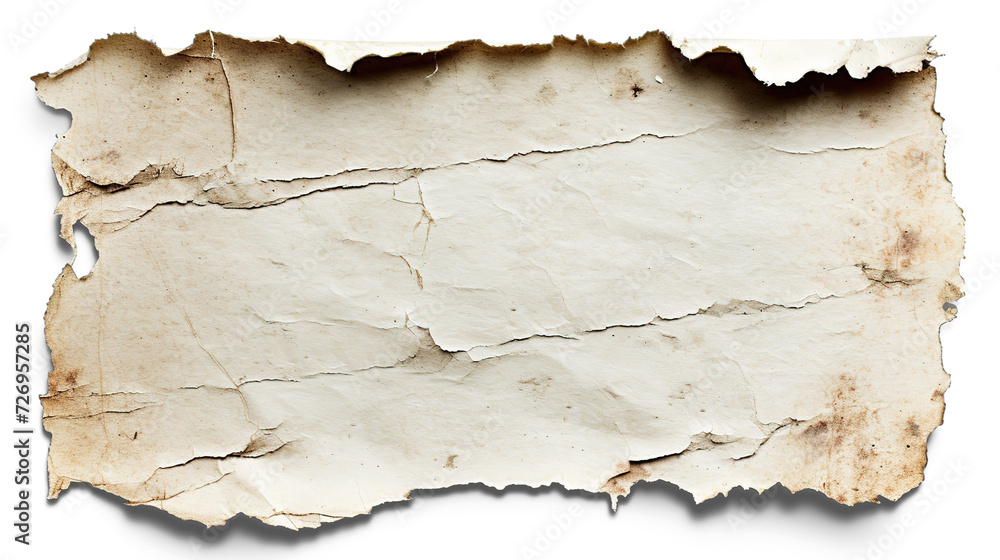 An old paper sticker effect, with torn edges and weathered textures An old paper sticker effect, with torn edges and weathered textures