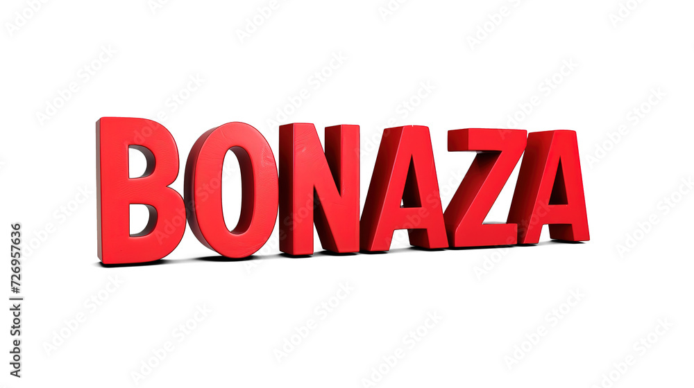 3d letter BONANZA in red color on white background
