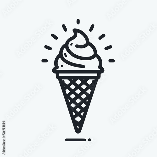 Ice cream cone symbol is solitary. A modern sweet vanilla desert sign. Trendy vector chocolate cram symbol for website design, buttons, and mobile apps. Logo ice cream illustration