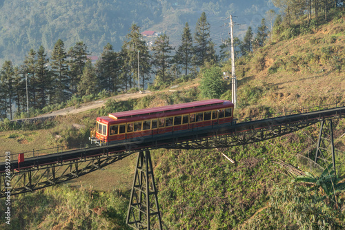 Fansipan Mountain Tramway, is a Tram railway for ride to Cable Car Station to Fansipan Peak in Sa Pa, Vietnam photo