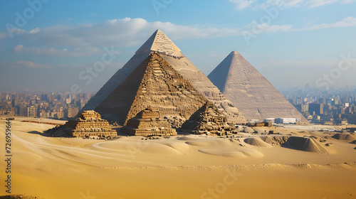 General view of pyramids and city  generative ai