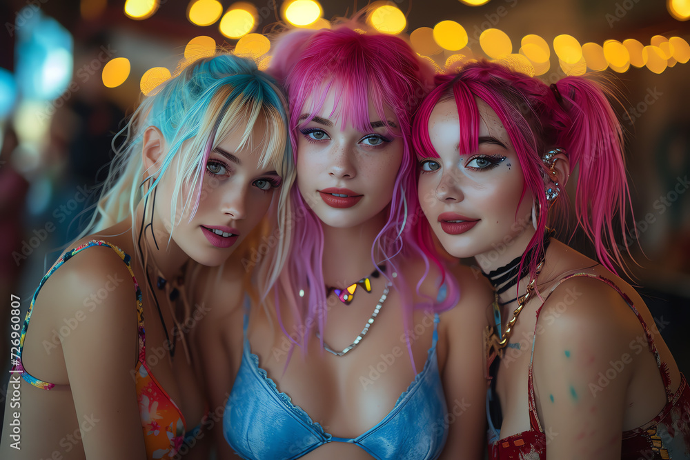 Obraz premium cosplay, cosplayer, anime, manga, mädchen, frauen, blaue haare, rosa, pink, niedlich, süß, sexy, schön, schönheit, japan, japanisch, asiatisch