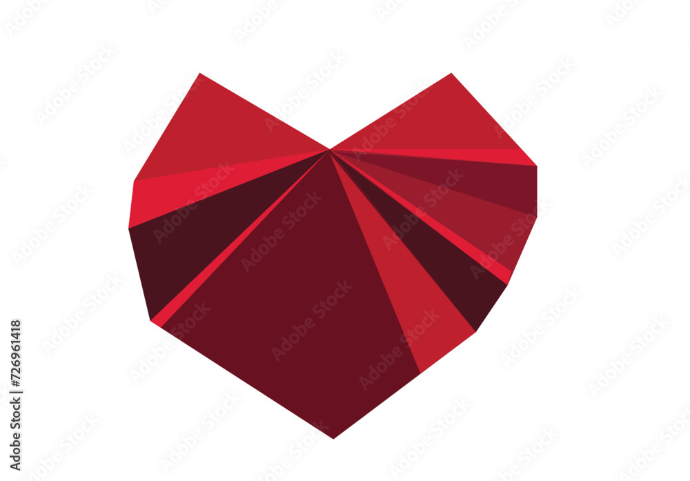 Abstract Art of a red Heart resembling a gem or crystal. Editable Clip Art.