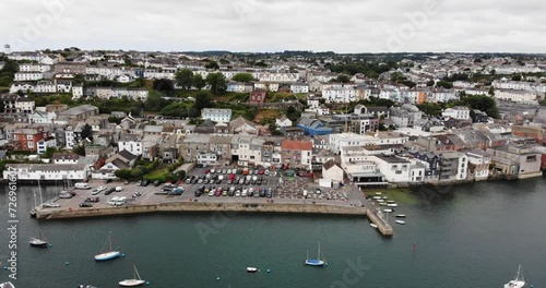 Aerial View Of Church Street Short Stay Car Park At Falmouth. Dolly Right Shot photo