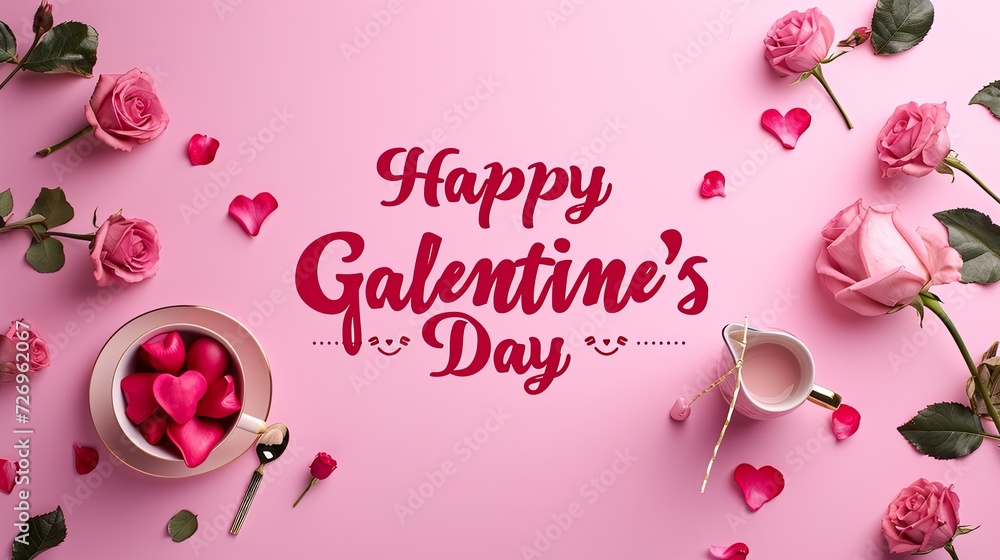 Elegant Happy Galentine's Day Text on Simple Background - Women Friendship Concept Elegant Happy Galentine's Day Text on Simple Background - Women Friendship Concept
