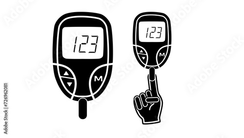 blood glucose meter level test, black isolated silhouette