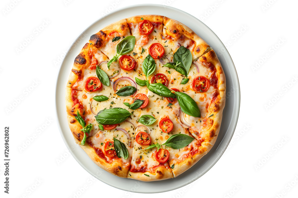 Pizza on a white plate, simple and delicious