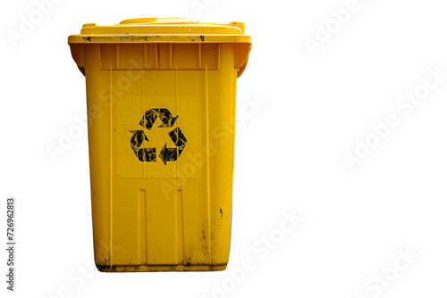 Yellow Garbage Bin, Trash Can, Waste Management, Environmental Conservation, Recycling © hasara