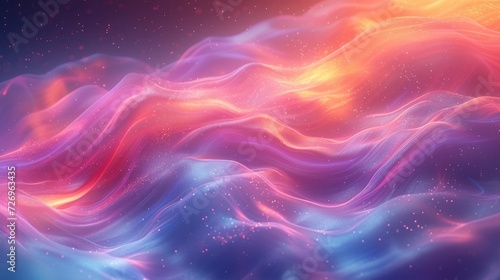 Holographic Waves in Vibrant Rainbow Colors Abstract