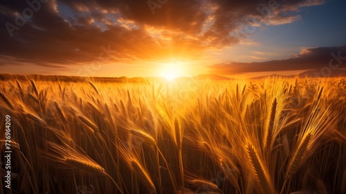 A stunning sunrise over a field of wheats  symbolizing the new beginnings and blessings