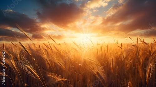A stunning sunrise over a field of wheats  symbolizing the new beginnings and blessings