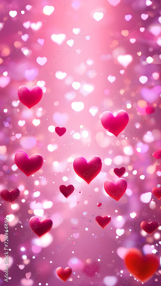 pink red violet hearts, heart bokeh background, valentine's day, happy love feeling, canfeti glitter heart, shiny beautiful hearts, romantic heart background, love dream, bokeh fantasy dream love