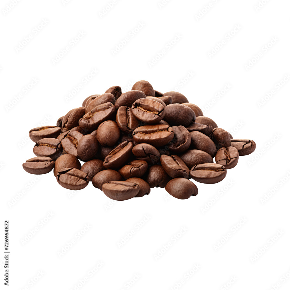 stack Coffee grains on transparent background