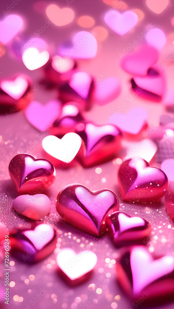 pink red violet hearts, heart bokeh background, valentine's day, happy love feeling, canfeti glitter heart, shiny beautiful hearts, romantic heart background, love dream, bokeh fantasy dream love