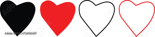 two hearts,Red heart icons set vector